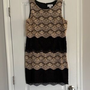 Elegant Black and Cream Lace Dress